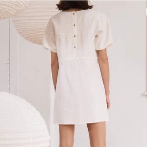 St. Agni Cream Linen Blend Mini Dress